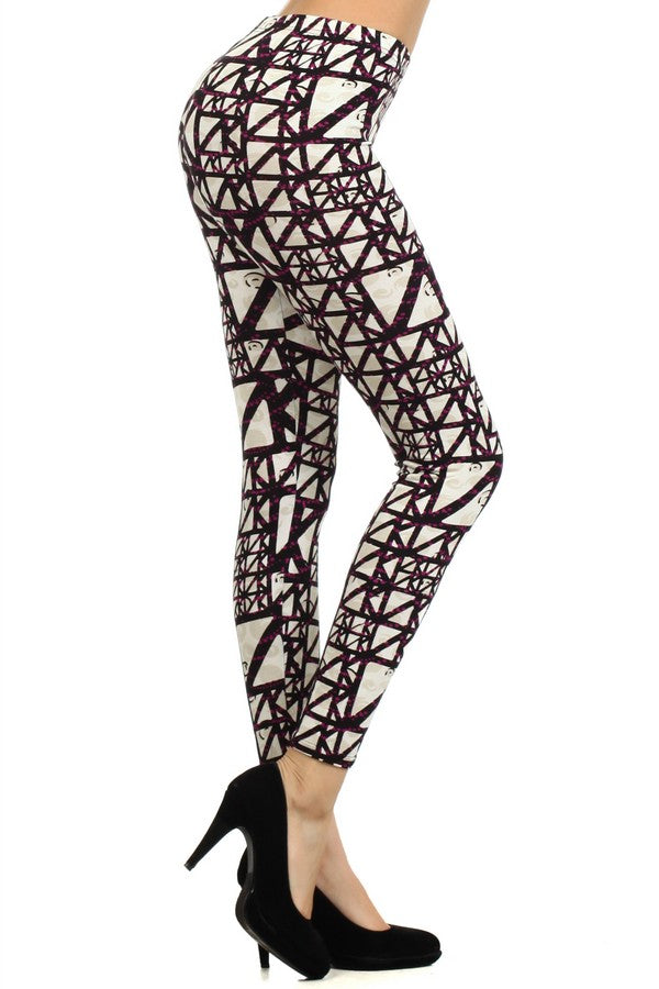 Lady's STELLA ELYSE Purple Scaffold Printed Legging (6231068_XL)