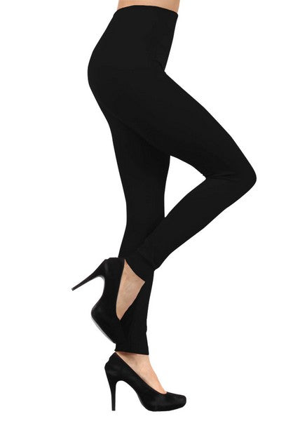 Solid Color Seamless Fleece Tights (SML538SD_BLK)