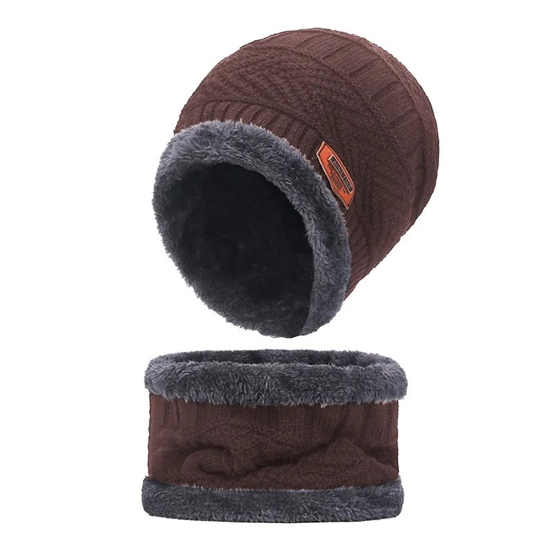 Adult Knitted Cap Scarf Set