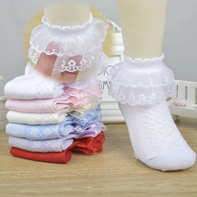 Girls Dress Cotton Lace Ruffle Socks