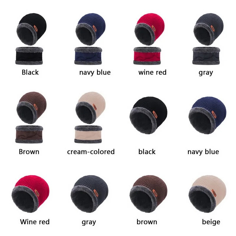 Adult Knitted Cap Scarf Set