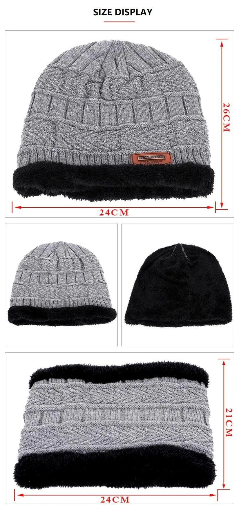 Adult Knitted Cap Scarf Set