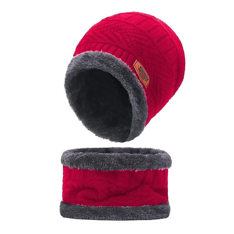 Adult Knitted Cap Scarf Set