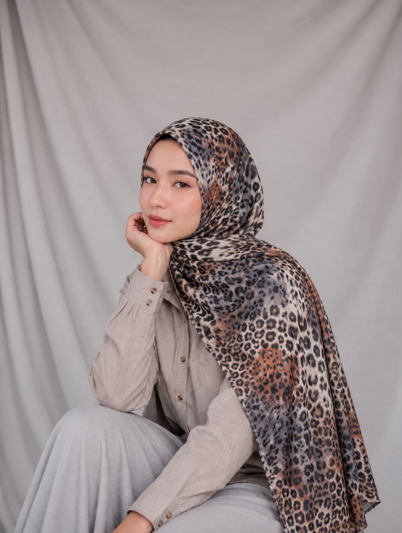 New Cheetah Ash Hijab