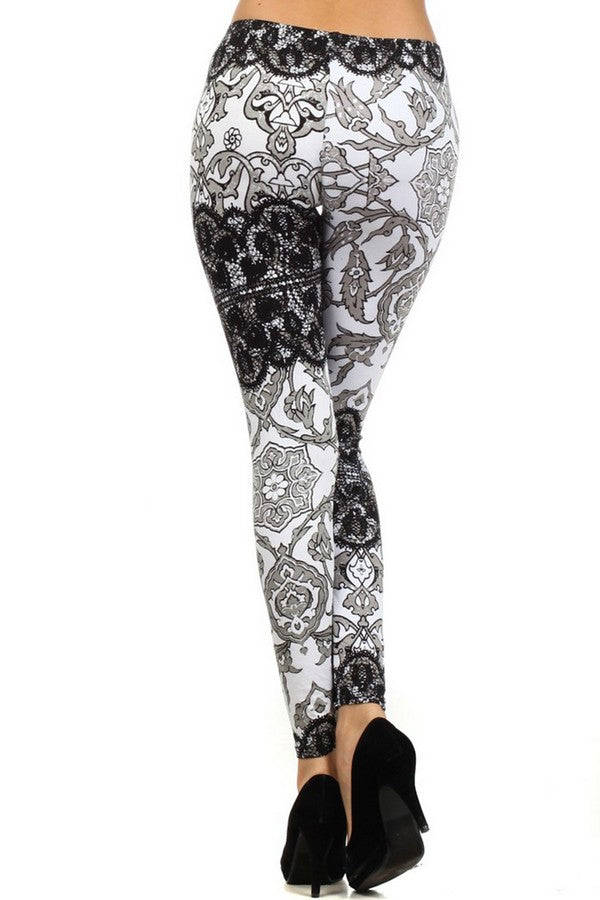 Lady's STELLA ELYSE Art Graphite Lace Fluer Delis Printed Legging (6231064)