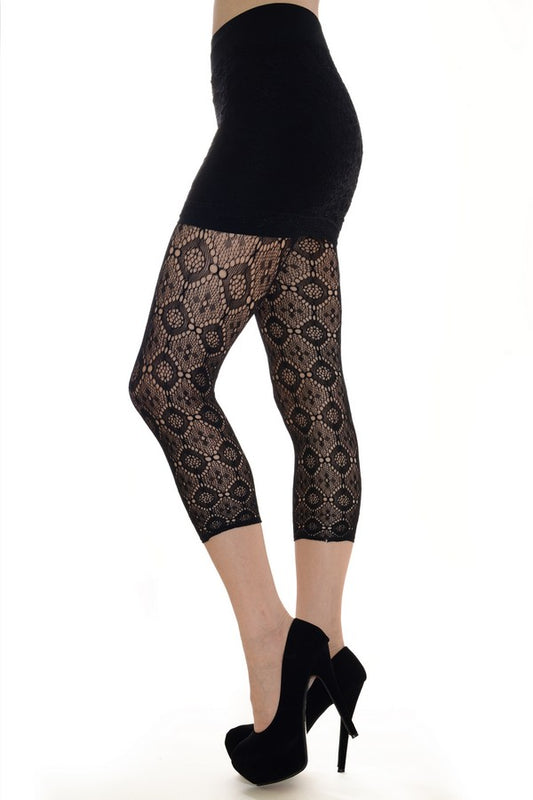 Lady's Circle Geometric Fishnet Capri Tights (828DY767)