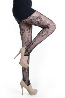 Lady's Honeycomb Mesh and Twigs Fashion Designed Stirr-up Fishnet Tights (828DY781)
