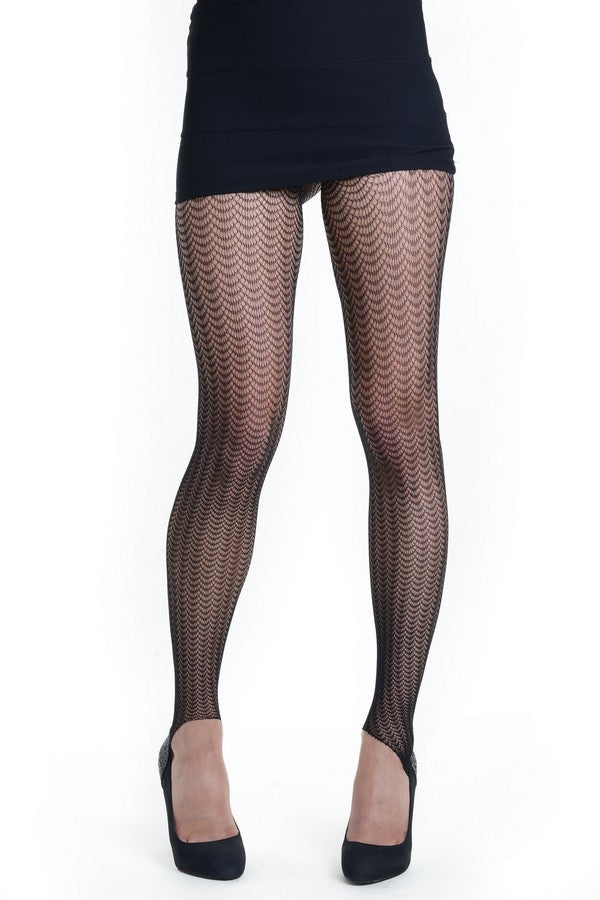 Lady's Wavy Scales Fashion Designed Stirr-up Fishnet Tights (828DY784)
