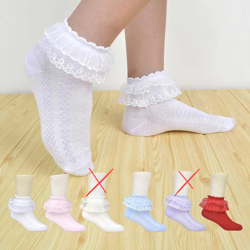 Girls Dress Cotton Lace Ruffle Socks