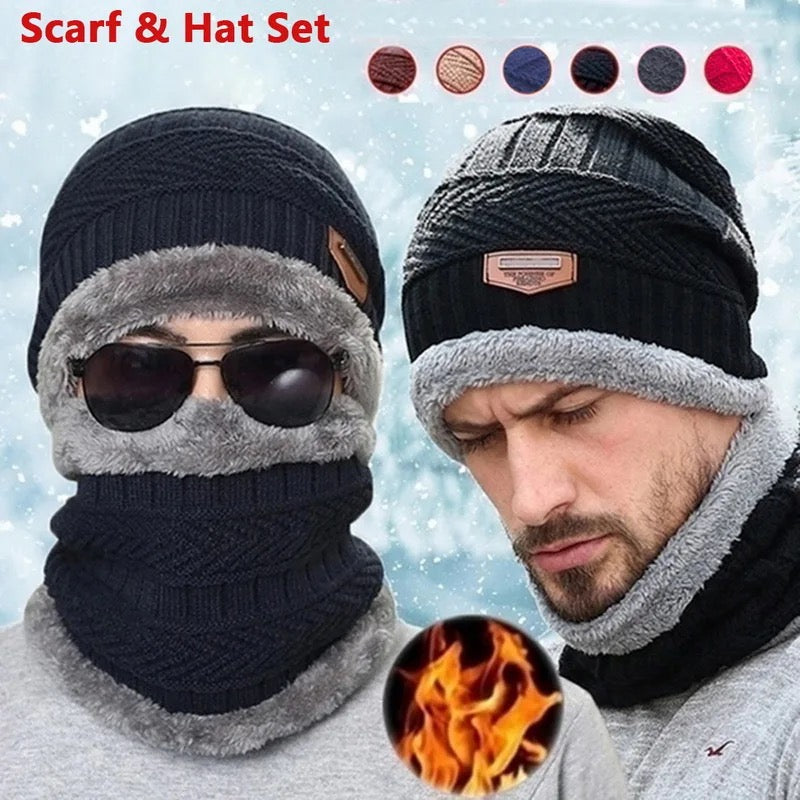 Adult Knitted Cap Scarf Set