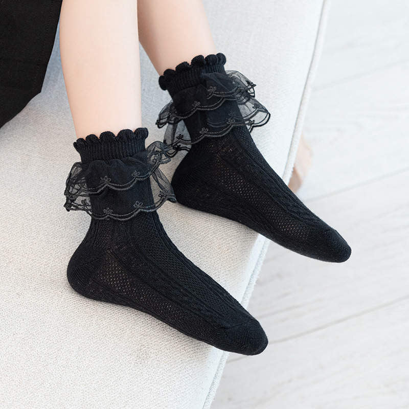 Girls Dress Cotton Lace Ruffle Socks